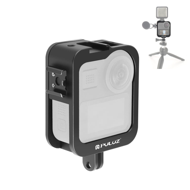 PULUZ Aluminum Alloy Protective Cage Frame with Cold Shoe for GoPro Max (Black) - Ultimate Protection for Your GoPro Max