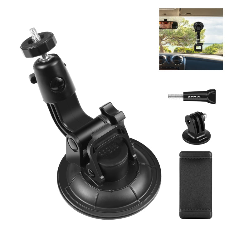PULUZ Car Suction Cup Mount with Phone Clamp & Screw & Tripod Adapter