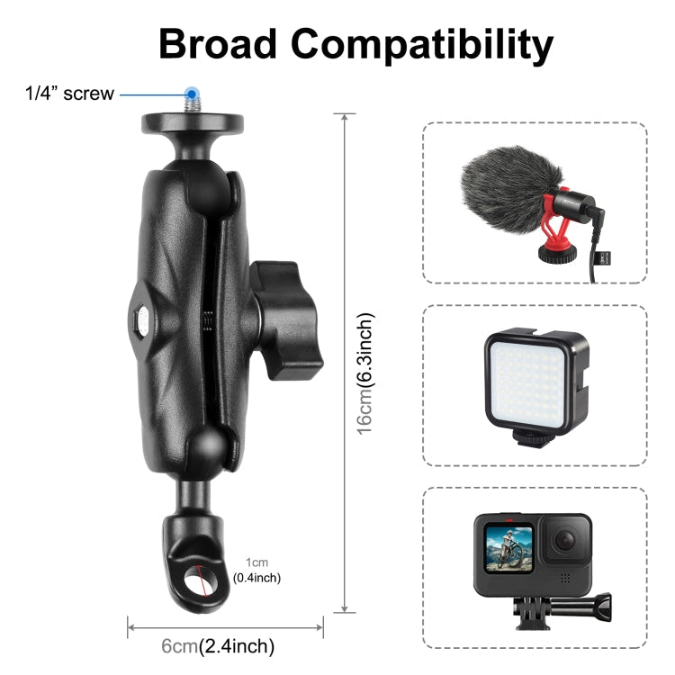 PULUZ Motorcycle Holder Mirror Base Hole Fixed Mount for GoPro and Other Action Cameras (Black) - Capture Stunning Footage On the Road
