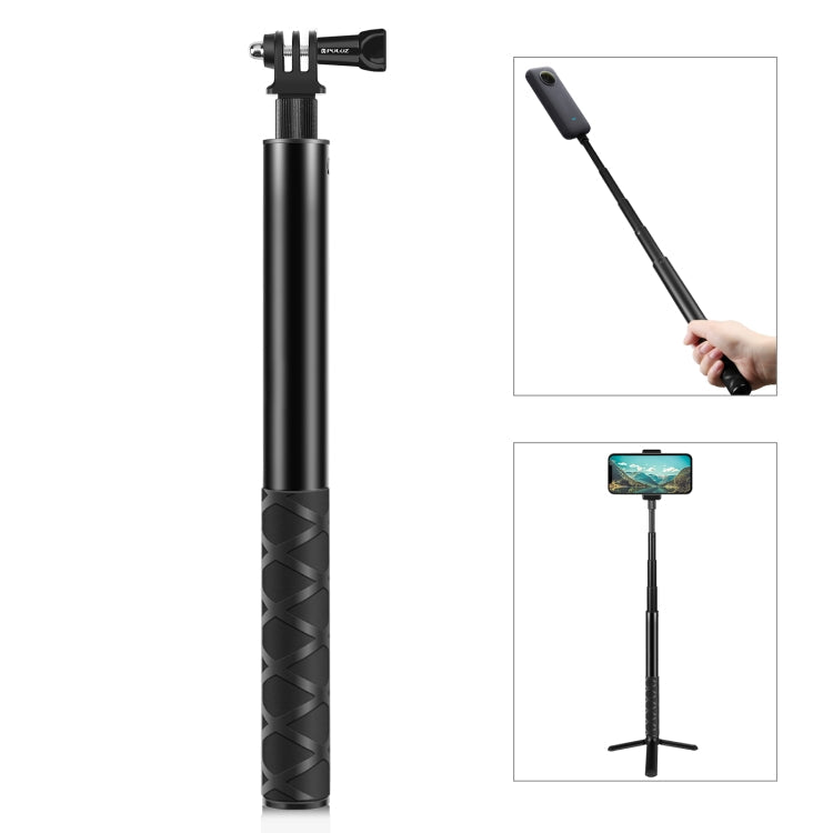 PULUZ 110cm Metal Selfie Stick Monopod with Invisible Adapter Base & Screw for Insta360 One RS / X2 / X3 - Elevate Your Photography and Videography