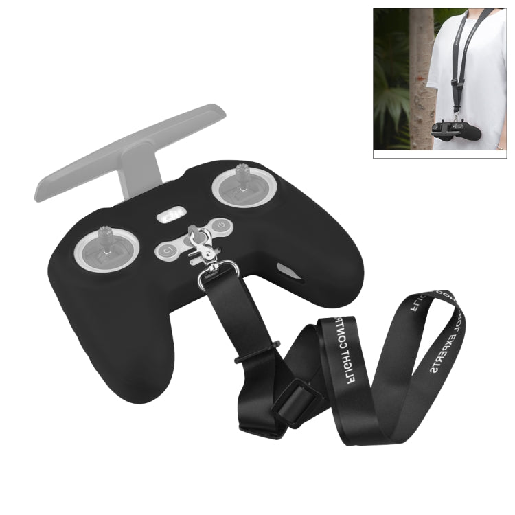 PULUZ Silicone Protective Case with Neck Strap for DJI FPV Combo Remote Control (Black)