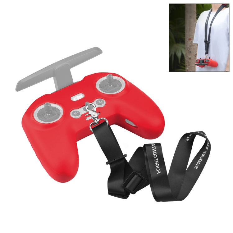 PULUZ Red Silicone Protective Case with Neck Strap for DJI FPV Combo Remote Control