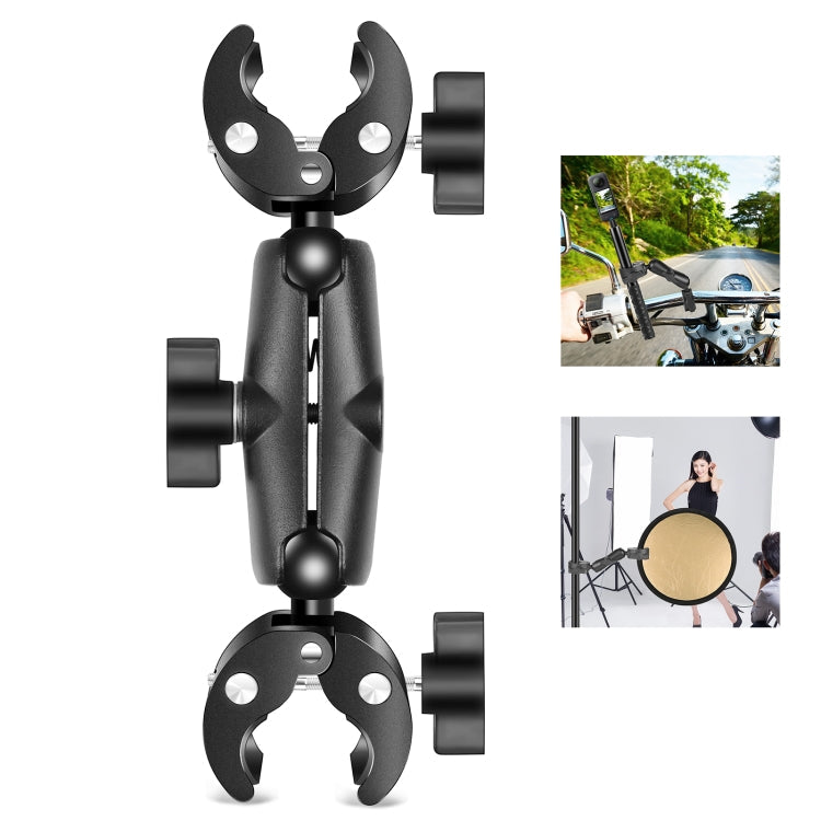 PULUZ Motorcycle Dualheads Crab Clamp for Action Camera Handlebars (Black)