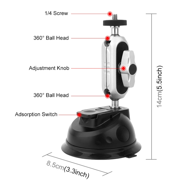 PULUZ Car Suction Cup Mount for Phones and Action Cameras