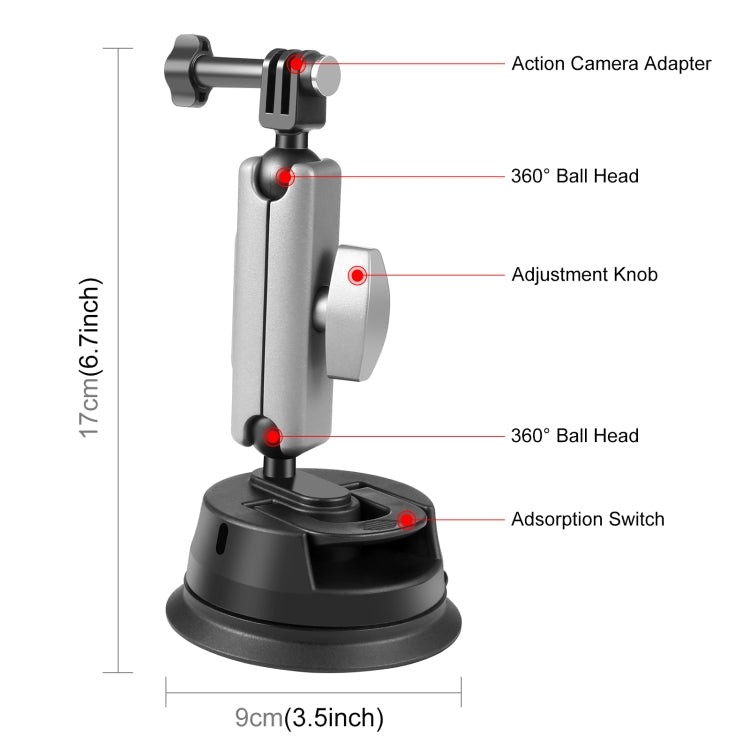PULUZ Car Suction Cup Mount with Long Screw and Adapter