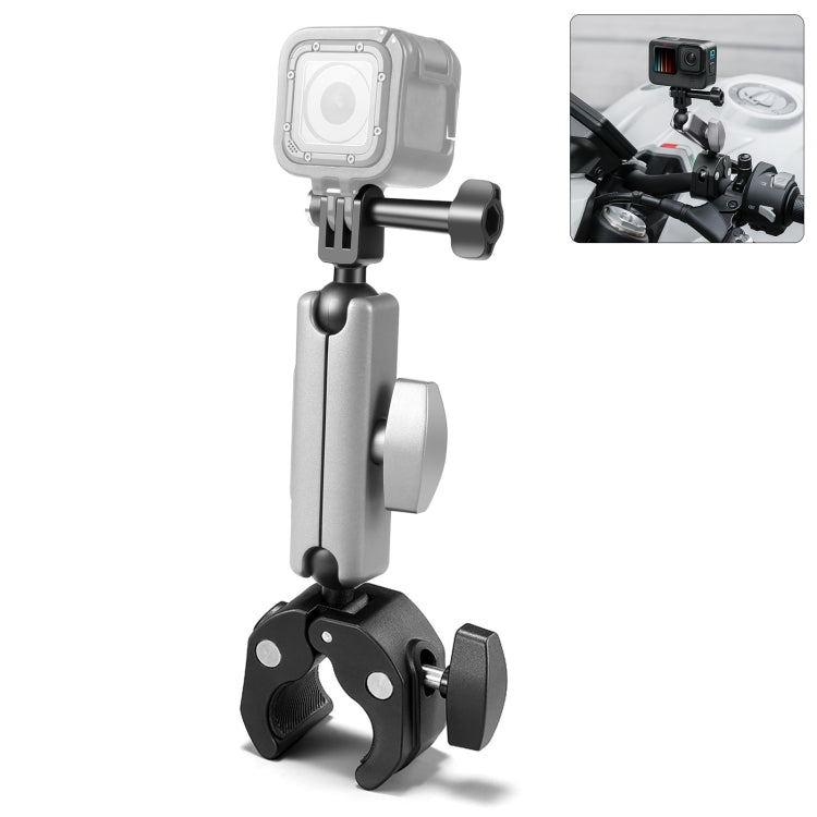 PULUZ Motorcycle Crab Pliers Clip Arm Mount with Adapter & Long Screw (Black)