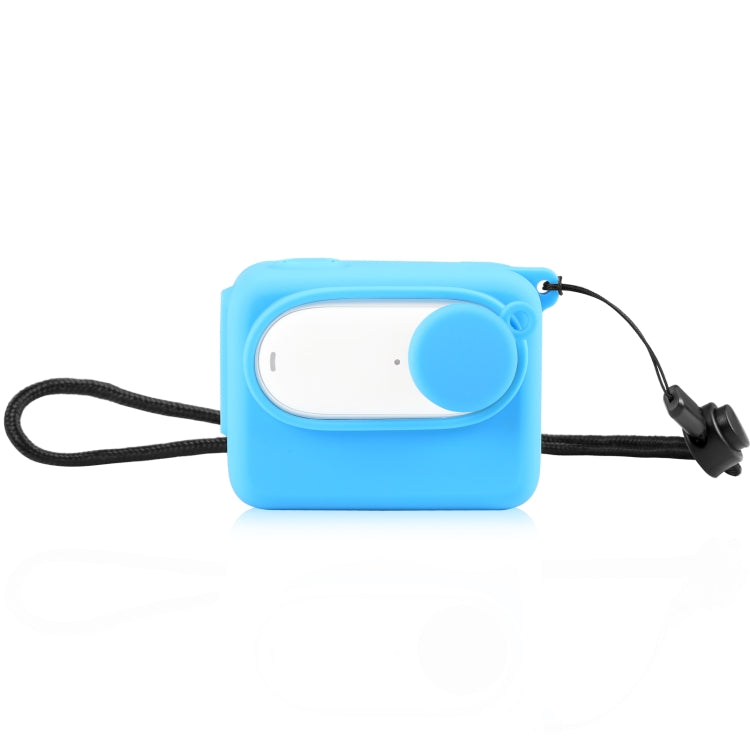 PULUZ Silicone Charging Case with Lens Cap & Strap for Insta360 GO 3 Camera (Blue)