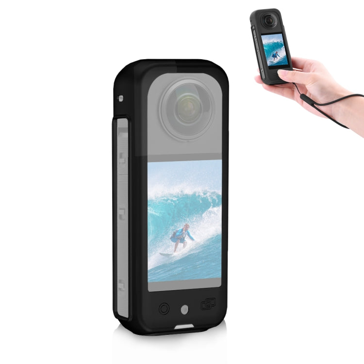 Silicone Protective Cover with Hand Strap for Insta360 X3 (Black)