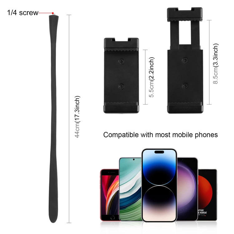PULUZ Silicone Flexible Clip Mount Holder with Phone Clamp for Phones / GoPro (Black)