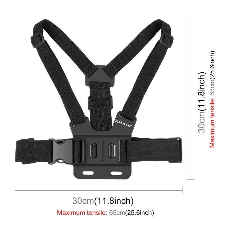 PULUZ 5 in 1 Adjustable Body Mount Belt Chest Strap with Phone Clamp & J Hook Mount & Long Screw Kit