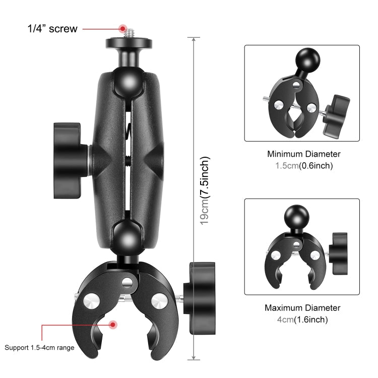 PULUZ Motorcycle Crab Clamp Handlebar Mount for Action Cameras