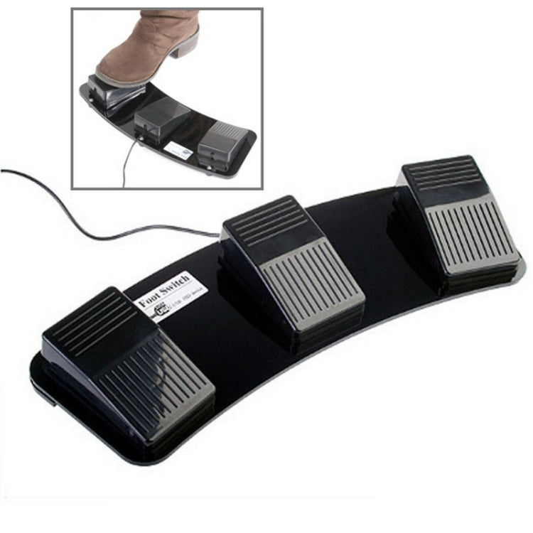PC USB Triple Action Foot Switch (Black) - Innovative Computer Control with Your Feet