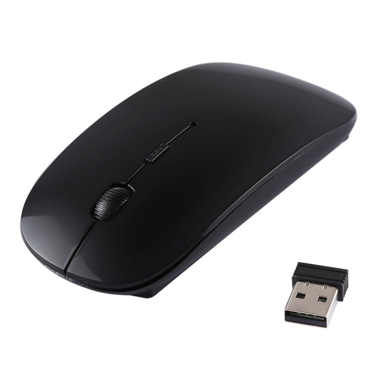 Wireless Ultra-thin Laser Optical Mouse with USB Mini Receiver, Plug and Play (Black)