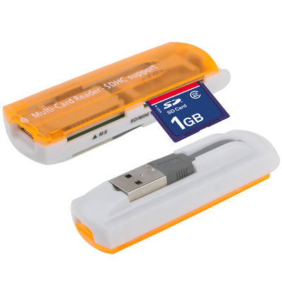 Orange USB 2.0 Multi Card Reader with Hot Swappable Feature