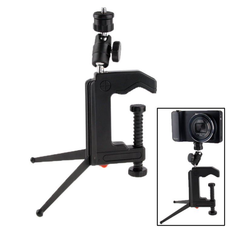 Black Portable Folding Clamp Tripod for Mini Card Digital Camera