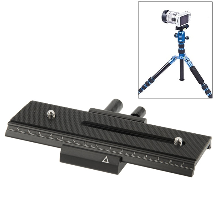 2-Way Macro Focus Rail Slider Long-type Tripod Head Plate (Black) - Precision, Range, and Durability