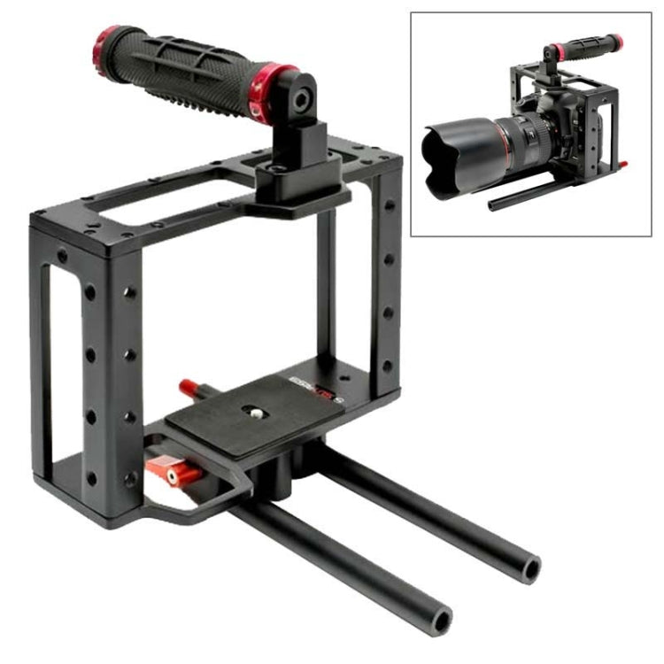 DEBO DET-08 Camera Cage Handle Kit with 15mm Rods and Accessories for SLR Camera 5D2 / 5D3 (Black+Red)
