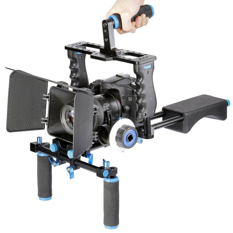 YELANGU YLG1103A-A Dual Handles Camera Shoulder Mount and Cage Stabilizer Kit with Matte Box for DSLR and Video Cameras