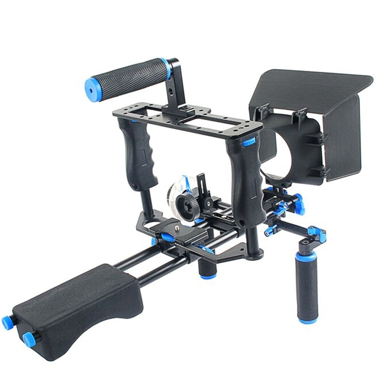 YELANGU YLG1103A-A Dual Handles Camera Shoulder Mount and Cage Stabilizer Kit with Matte Box for DSLR and Video Cameras