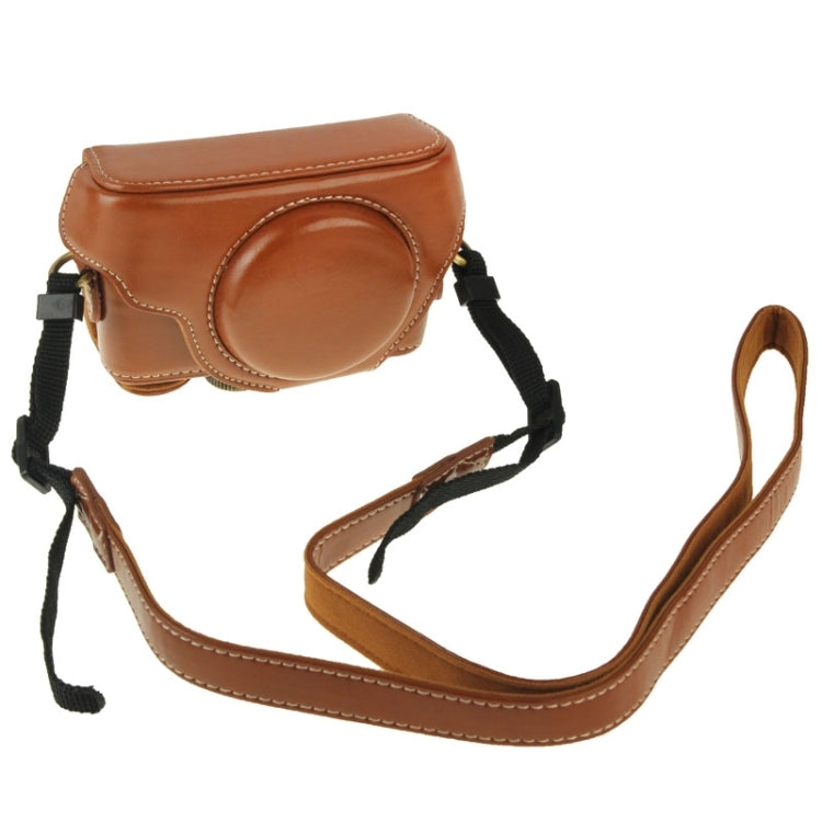 Stylish Brown PU Leather Camera Case Bag with Magnetic Snap Closure for Sony RX100 M3 / M4 / M5