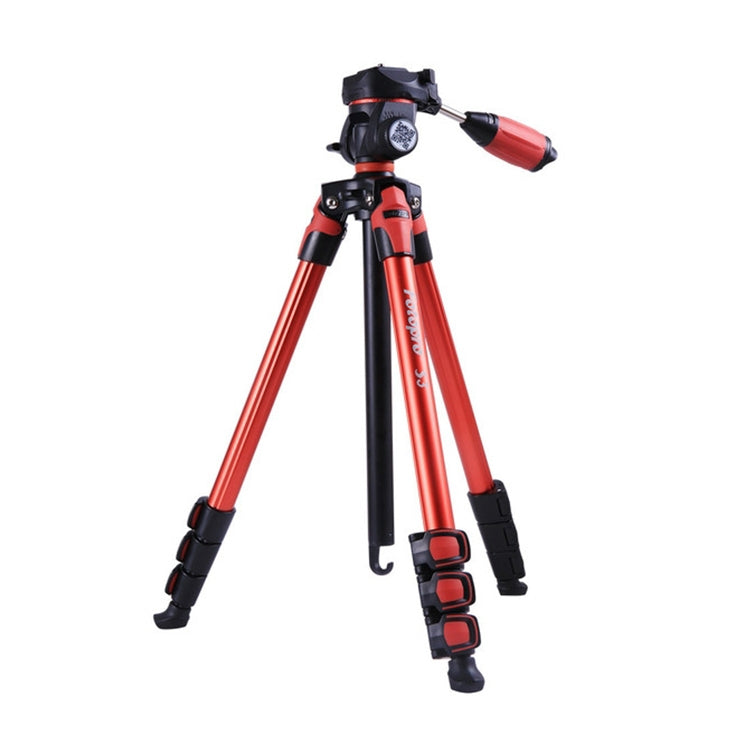 Orange Fotopro S3 4-Section Folding Aluminum Legs Tripod PTZ Stand