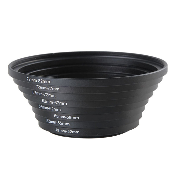 Lens Stepping Ring Set with 8 Rings from 49mm to 82mm