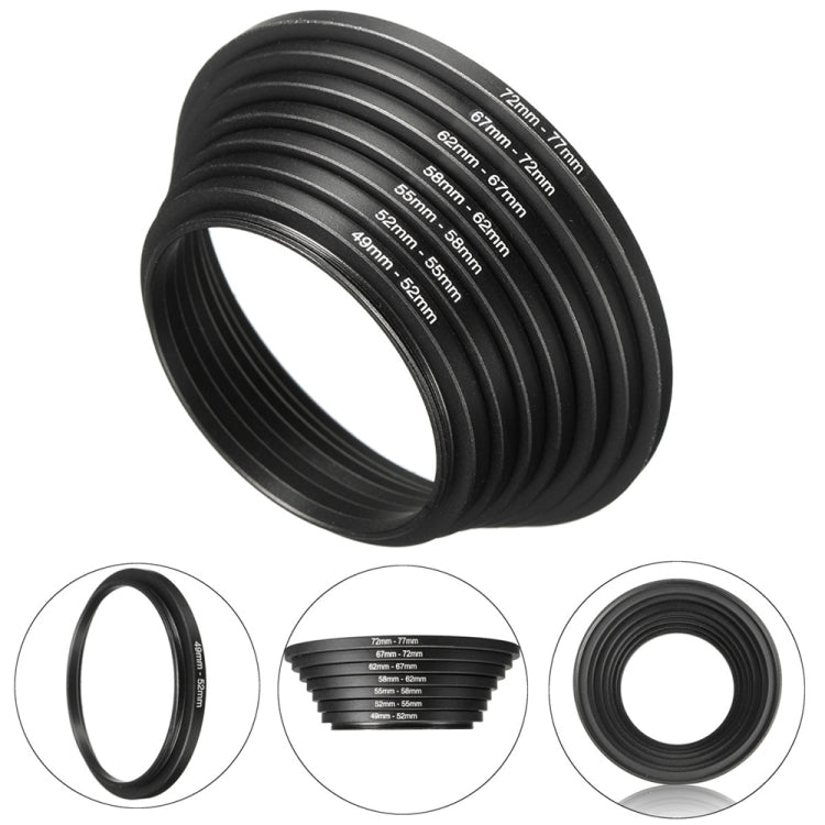 Lens Stepping Ring Set with 8 Rings from 49mm to 82mm