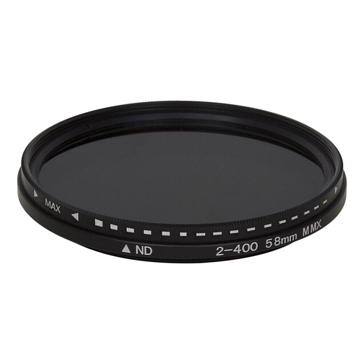 Adjustable 58mm ND Fader Neutral Density Filter ND2 to ND400 - Black