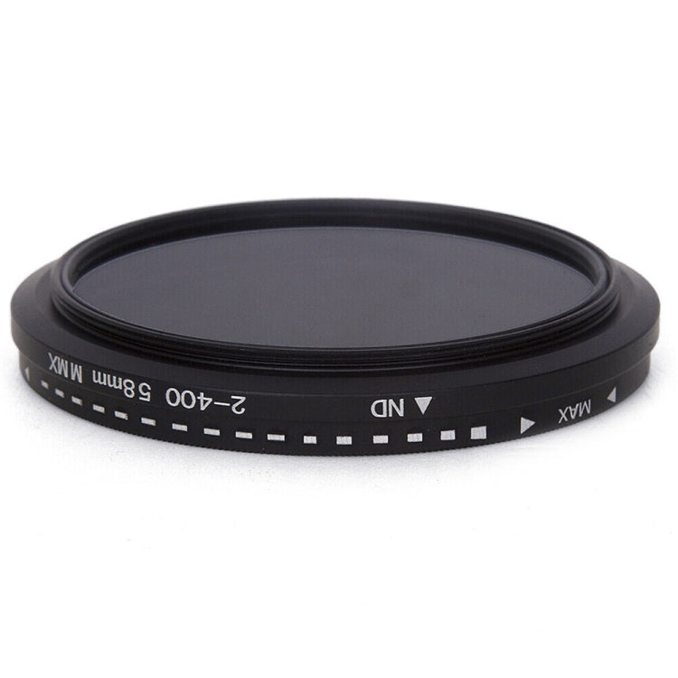 Adjustable 58mm ND Fader Neutral Density Filter ND2 to ND400 - Black
