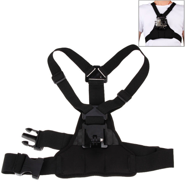 GP26-D Sports Chest Mount Harness for GoPro, Insta360, DJI and Other Action Cameras (Black)