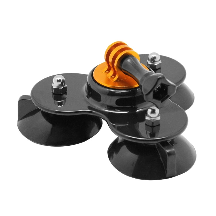 Triangle Direction Suction Cup Mount with Tripod, Handle Screw for GoPro and Other Action Cameras (Gold)