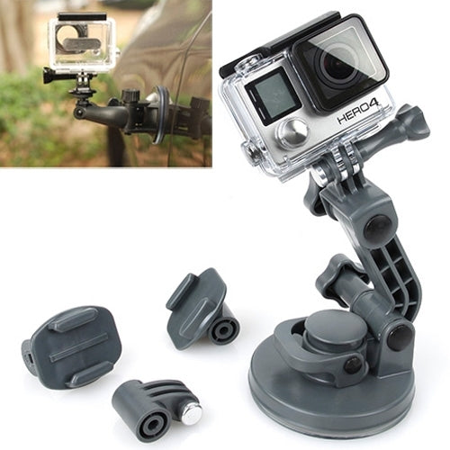 TMC Car Suction Cup Mount for GoPro and DJI Action Cameras with Tripod Adapter and Handle Screw (Grey)