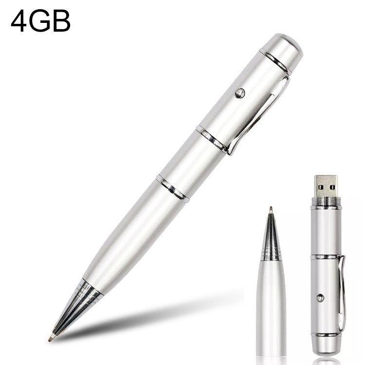 3 in 1 Silver Laser Pen Style USB Flash Drive (4GB)