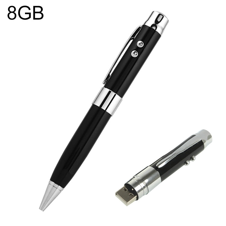 3-in-1 Laser Pen USB Flash Drive, Black (8GB)