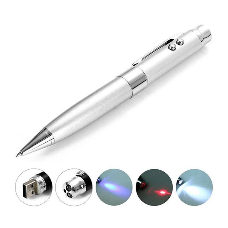 3-in-1 Silver Laser Pen USB Flash Drive (2GB)