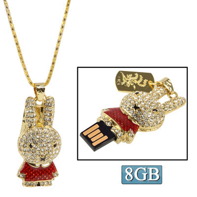 Red Rabbit Shaped Diamond Jewelry USB Flash Disk (8GB)