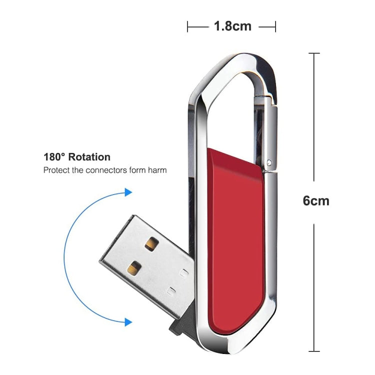 16GB Red Metallic Keychain Style USB 2.0 Flash Drive