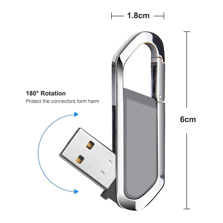 16GB Grey Metallic Keychain Style USB 2.0 Flash Drive