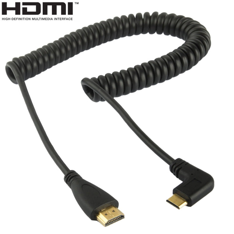 Gold Plated Mini HDMI Male to HDMI Male Coiled Cable, 1.4 Version, 3D / Ethernet Support, 0.6m-2m Length