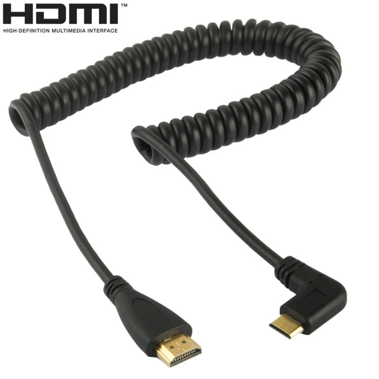 Gold Plated Mini HDMI Male to HDMI Male Coiled Cable, 1.4 Version, 3D / Ethernet Support, 0.6m-2m Length
