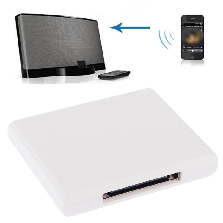 Bluetooth Music Receiver for iPhone 4 & 4S / iPad 3 / iPad 2 / iPod / Any Bluetooth Device (White) with 30 Pin Connector