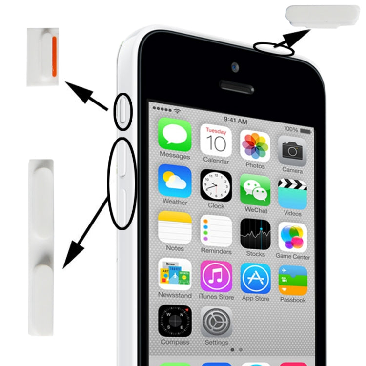 3-in-1 White Button Accessory for iPhone 5C