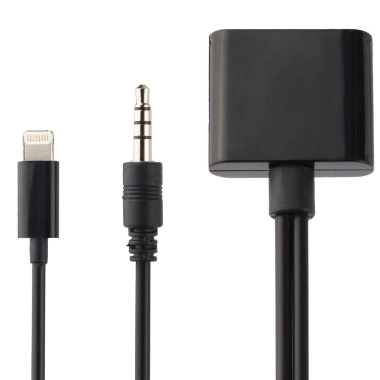 Compatible 2 in 1 30 Pin Female to 8 Pin + 3.5mm Audio Cable Converter, Black