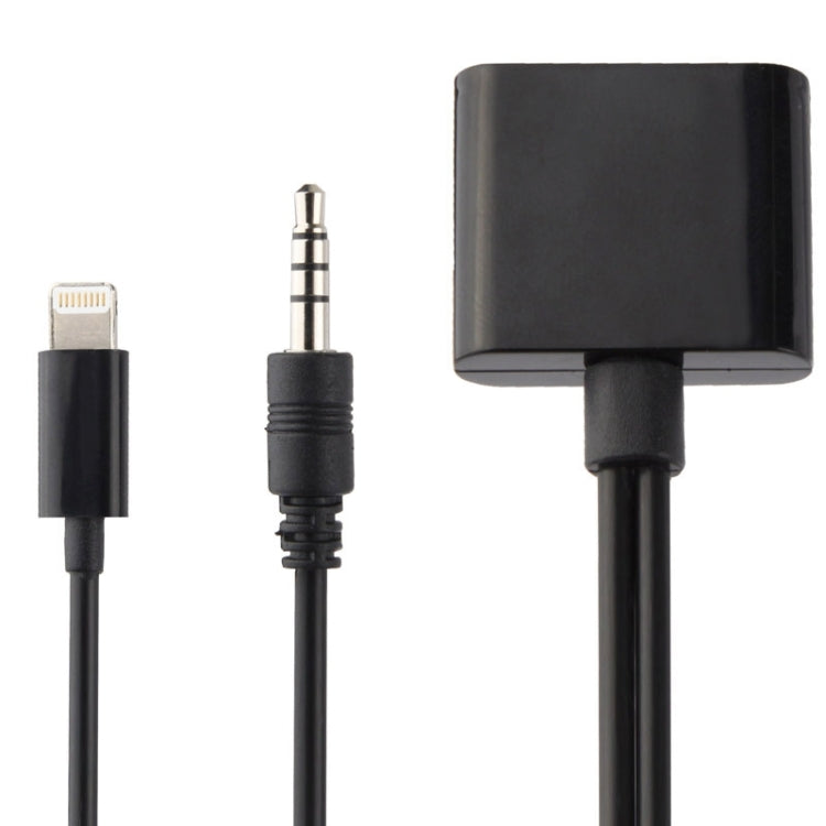 Compatible 2 in 1 30 Pin Female to 8 Pin + 3.5mm Audio Cable Converter, Black
