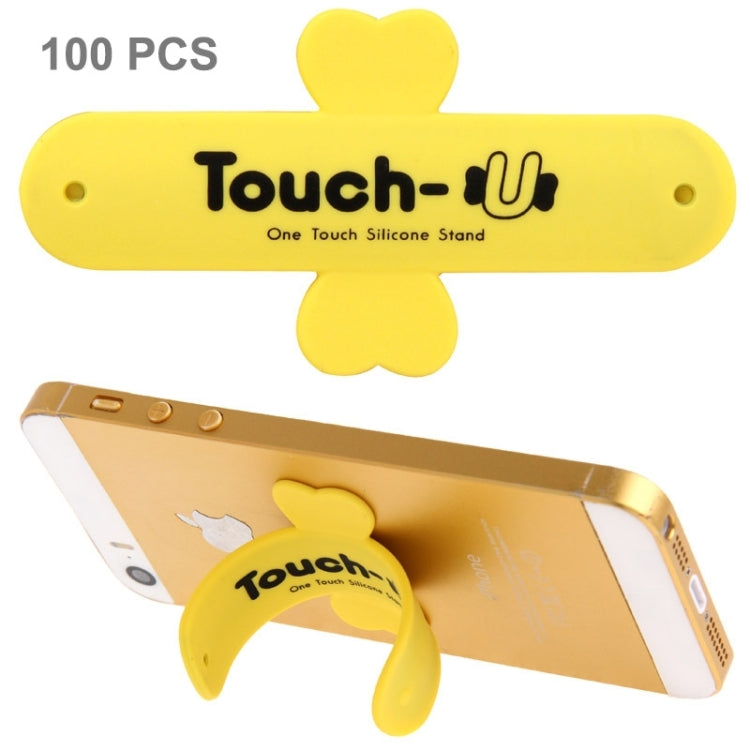 100 PCS Touch-u One Touch Universal Silicone Stand Holder (Yellow)