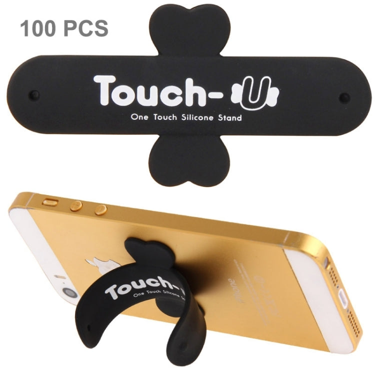 100 PCS Touch-u One Touch Universal Silicone Stand Holder (Black)