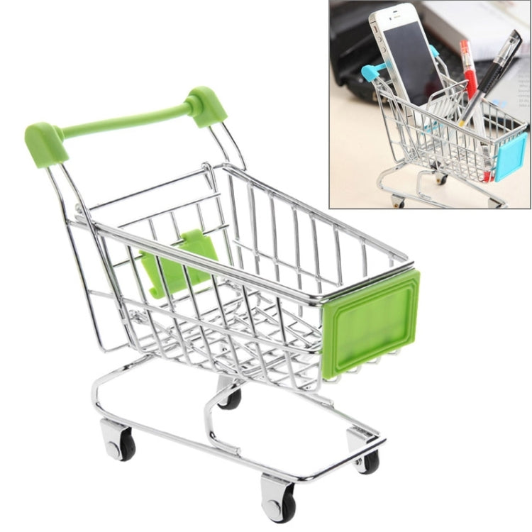 Mini Grocery Shopping Cart Desktop Storage Box Holder (Green)