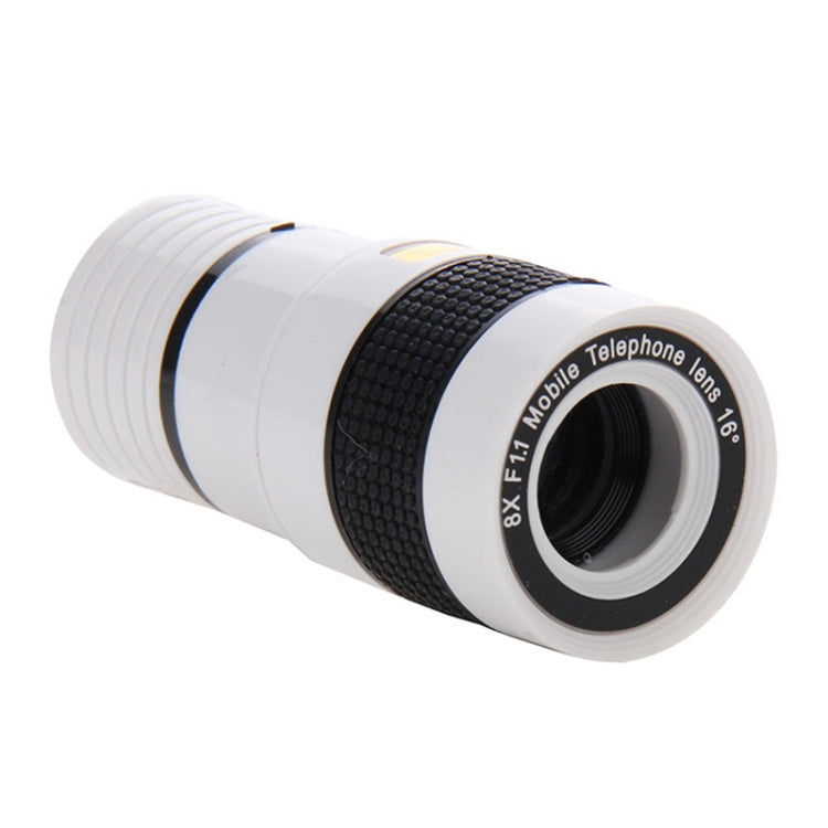 8X Zoom Telescope Lens for Mobile Phones with Clip (White)