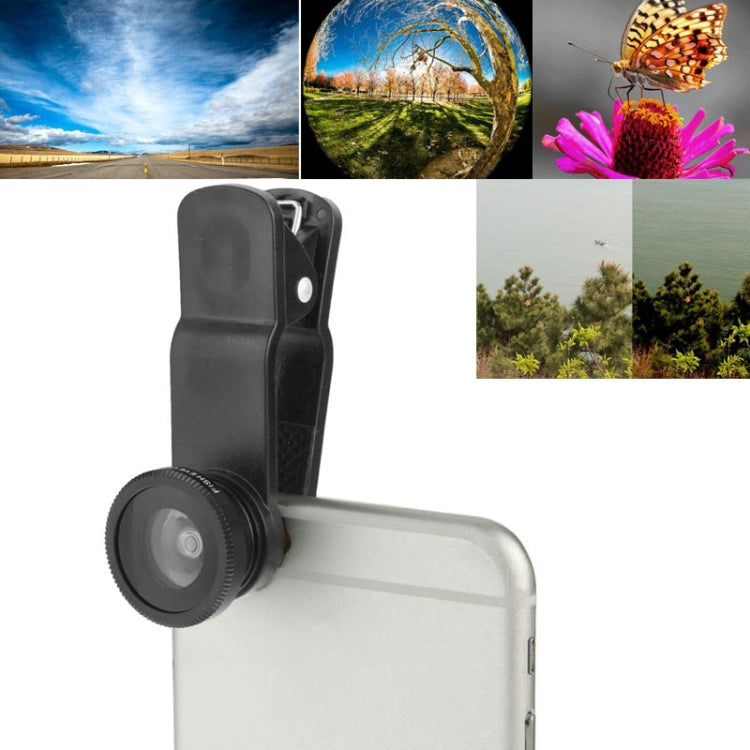 F-018 5 in 1 Universal Lens Kit for Smartphones With 180 Degree Fisheye, Macro, Wide, CPL, and 2X Telephoto Lenses