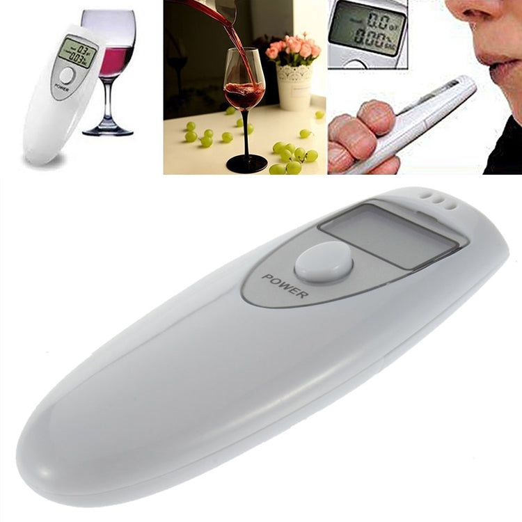 Alcohol Breath Tester with Digital LCD Display and Audible Alert (White)